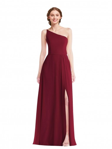 Bordeaux Trapèze Mousseline Longue Robes demoiselle d'honneur Grossiste