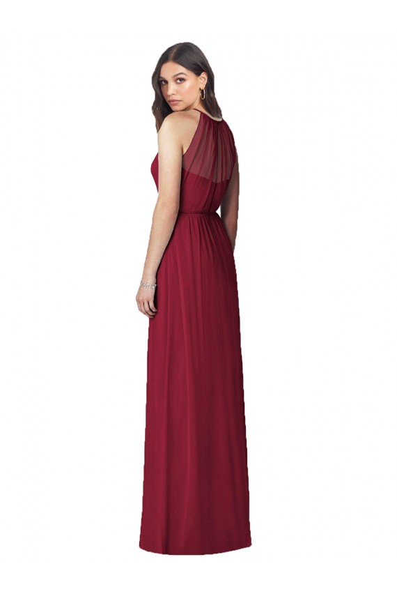 Bordeaux Trompette Licou Mousseline Longue Robes demoiselle d'honneur Grossiste