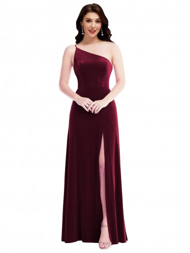 Bordeaux Trompette Velours Stretch Longue Robes demoiselle d'honneur / Robes de bal Grossiste