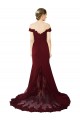 Bordeaux foncé Sirène Épaule Dénudée Balayage train Crêpe Stretch Dentelle Longue Formelles Robes demoiselle d'honneur / Robes de soirée / Robes de bal Grossiste