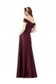 Bordeaux foncé Trapèze Épaule Dénudée Sans bretelle Satiné Longue Formelles Robes demoiselle d'honneur / Robes de soirée / Robes de bal Grossiste