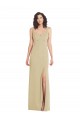 Champagne Trompette Col Carré Crêpe Stretch Longue Formelles Robes demoiselle d'honneur / Robes de soirée / Robes de bal Grossiste