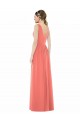Corail Trapèze Col V Mousseline Longue Robes demoiselle d'honneur Grossiste