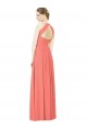 Corail Trapèze Licou Mousseline Longue Robes demoiselle d'honneur Grossiste