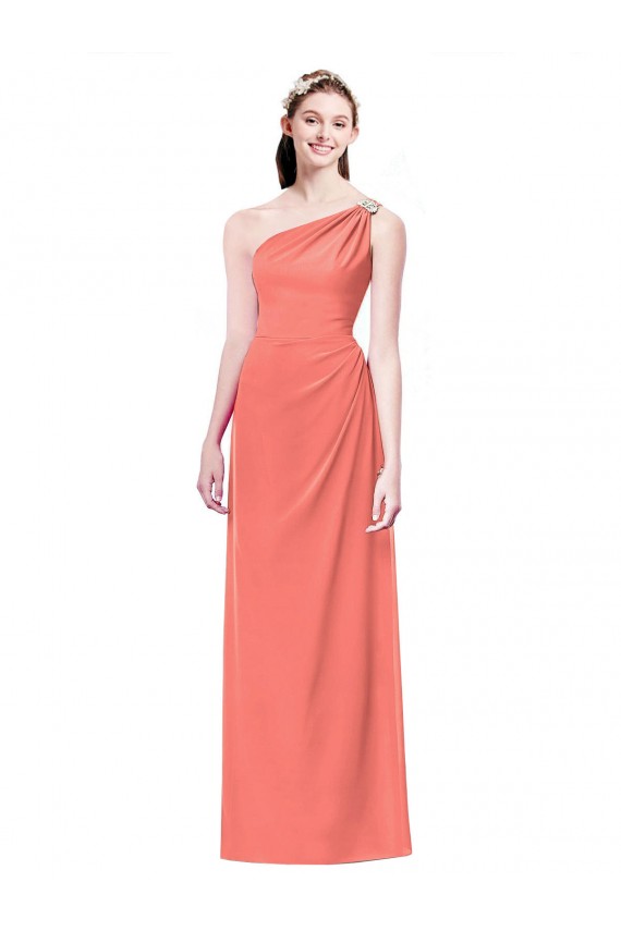 Corail Trapèze Mousseline Longue Robes demoiselle d'honneur Grossiste