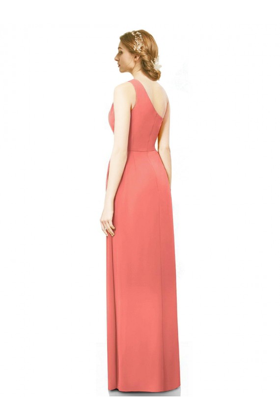 Corail Trapèze Mousseline Longue Robes demoiselle d'honneur Grossiste