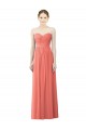 Corail Trapèze Sans bretelle Mousseline Longue Robes demoiselle d'honneur Grossiste