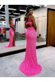 Couleur affichée Fourreau Col V Balayage train Paillettes Velours Longue Robes de bal Grossiste