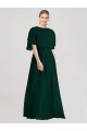 Evergreen Trapèze Col rond Mousseline Longue Robes demoiselle d'honneur Grossiste