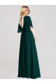 Evergreen Trapèze Col rond Mousseline Longue Robes demoiselle d'honneur Grossiste