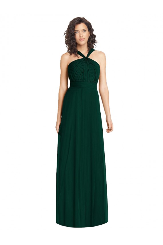 Evergreen Trapèze Licou Mousseline Longue Robes demoiselle d'honneur Grossiste