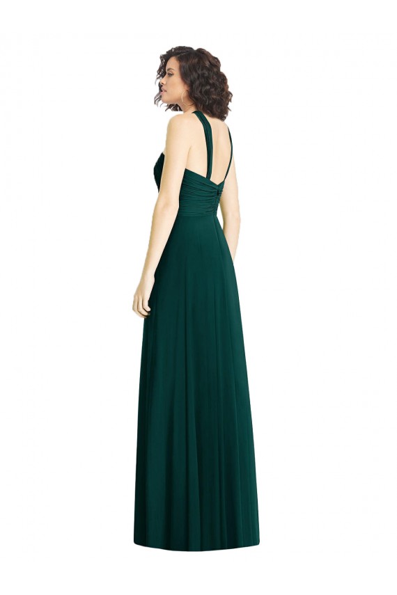 Evergreen Trapèze Licou Mousseline Longue Robes demoiselle d'honneur Grossiste