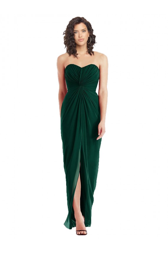 Evergreen Trapèze Sans bretelle Mousseline Longue Robes demoiselle d'honneur Grossiste
