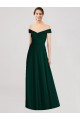 Evergreen Trapèze Épaule Dénudée Col V Mousseline Longue Robes demoiselle d'honneur Grossiste