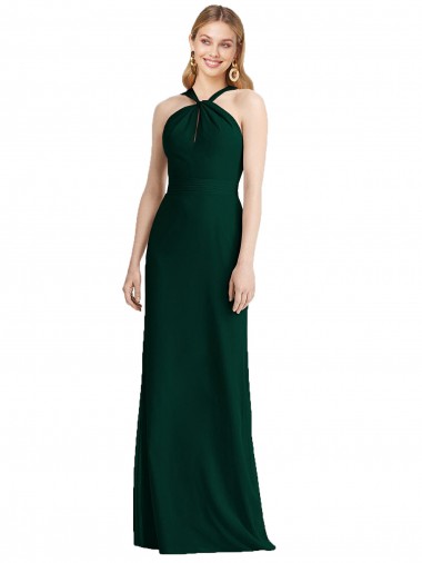 Evergreen Trompette Licou Mousseline Longue Robes demoiselle d'honneur Grossiste