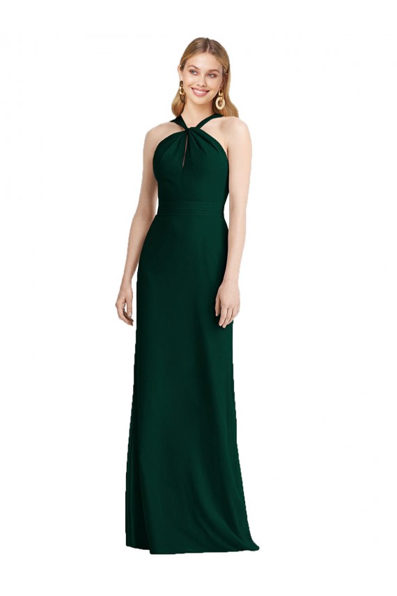 Evergreen Trompette Licou Mousseline Longue Robes demoiselle d'honneur Grossiste