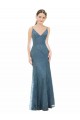 Fourreau Bretelles spaghetti Col V Dentelle Longue Robes demoiselle d'honneur Grossiste