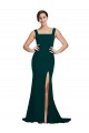 Fourreau Col Carré Balayage train Crêpe Stretch Longue Robes demoiselle d'honneur / Robes de bal Grossiste