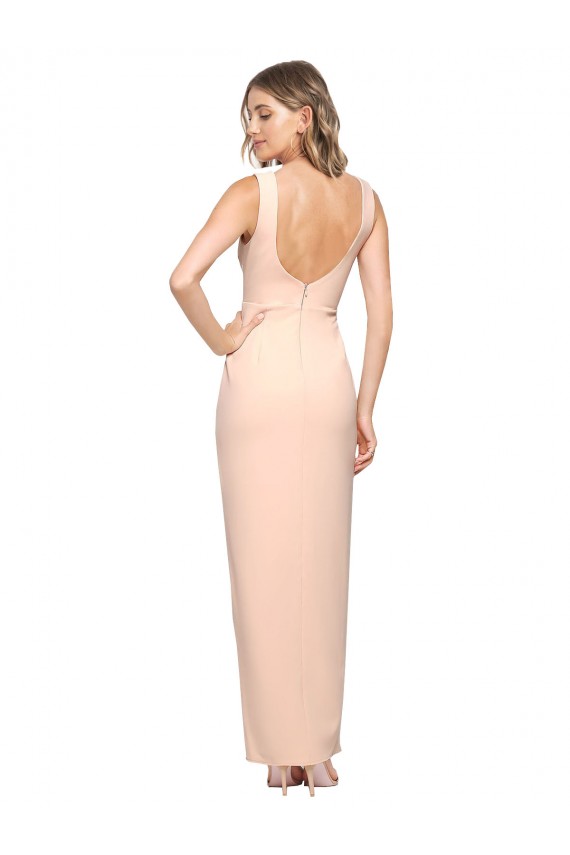 Fourreau Col Carré Crêpe Stretch Longue Formelles Robes demoiselle d'honneur / Robes de soirée / Robes de bal Grossiste