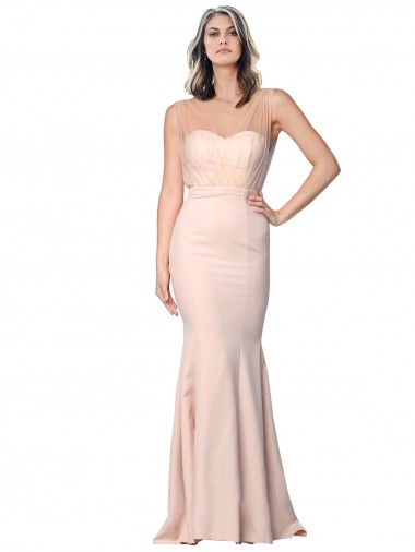 Fourreau Crêpe Stretch Tulle Longue Formelles Robes demoiselle d'honneur / Robes de soirée / Robes de bal Grossiste