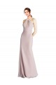 Fourreau Licou Col Haut Mousseline Longue Robes demoiselle d'honneur Grossiste
