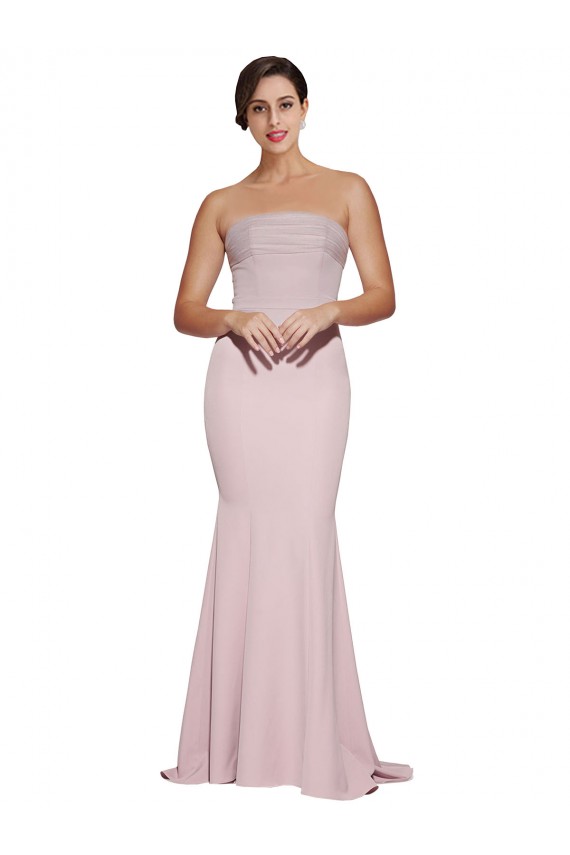 Fourreau Sans bretelle Balayage train Crêpe Stretch Longue Formelles Robes demoiselle d'honneur / Robes de soirée / Robes de bal Grossiste