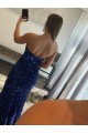 Fourreau Sans bretelle Balayage train Paillettes Velours Longue Robes de bal Grossiste