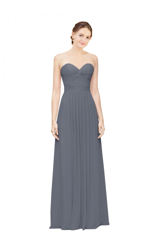 Gris ardoise Trapèze Mousseline Longue Robes demoiselle d'honneur Grossiste