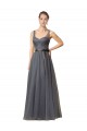 Gris ardoise Trapèze Tulle Longue Robes demoiselle d'honneur Grossiste
