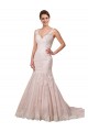 Ivoire & Blush Sirène Col V Tulle Dentelle Robes de mariée Grossiste
