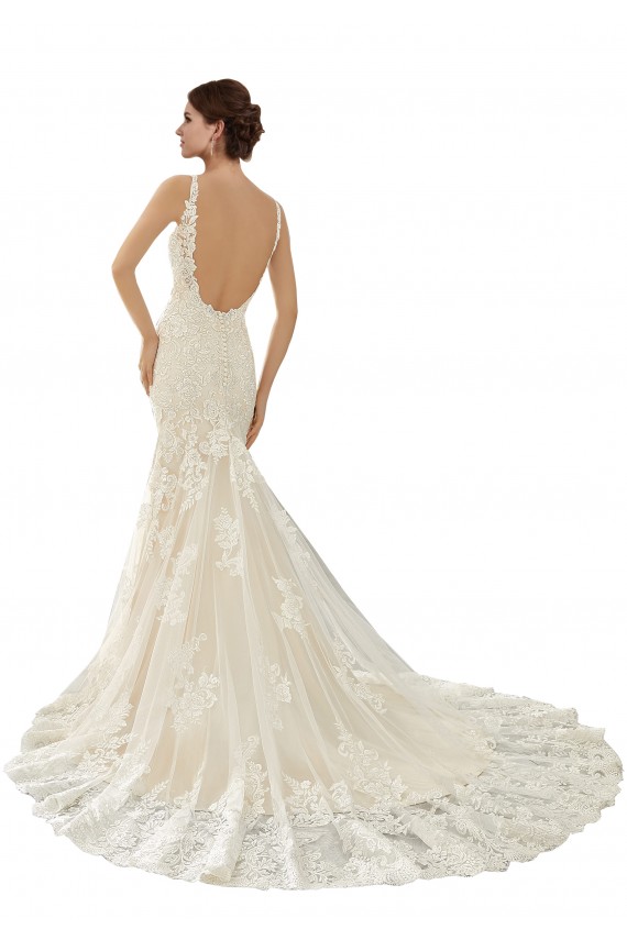 Ivoire & Champagne Sirène Col V Dentelle Robes de mariée Grossiste