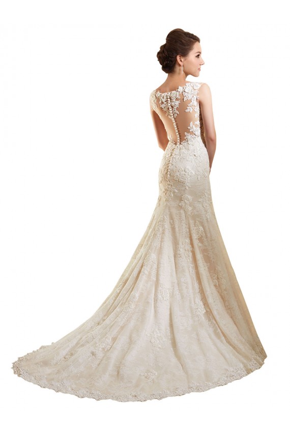 Ivoire & Champagne Sirène Illusion Dentelle Robes de mariée Grossiste