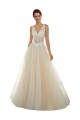 Ivoire & Champagne Trapèze Col V Tulle Dentelle Classique Robes de mariée Grossiste
