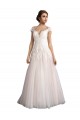 Ivoire & Champagne Trapèze Illusion Traîne cathédrale Tulle Dentelle Plage Robes de mariée Grossiste