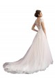 Ivoire & Champagne Trapèze Illusion Traîne cathédrale Tulle Dentelle Plage Robes de mariée Grossiste