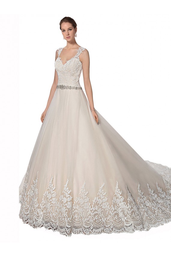 Ivoire & Champagne Trapèze Tulle Dentelle Robes de mariée Grossiste