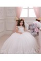 Ivoire Princesse Bateau Tulle Dentelle Longue Robes de demoiselle d'honneur - fillette Grossiste