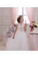 Ivoire Princesse Col Haut Tulle Dentelle Longue Robes de demoiselle d'honneur - fillette Grossiste