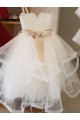 Ivoire Princesse Col Haut Tulle Dentelle Longue Robes de demoiselle d'honneur - fillette Grossiste