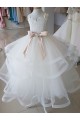 Ivoire Princesse Col Haut Tulle Dentelle Longue Robes de demoiselle d'honneur - fillette Grossiste