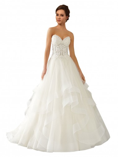 Ivoire Princesse Satiné Tulle Dentelle Robes de mariée Grossiste