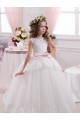 Ivoire Princesse Tulle Dentelle Longue Robes de demoiselle d'honneur - fillette Grossiste