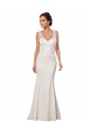 Ivoire Sirène Col V Dentelle Crêpe Stretch Robes de mariée Grossiste