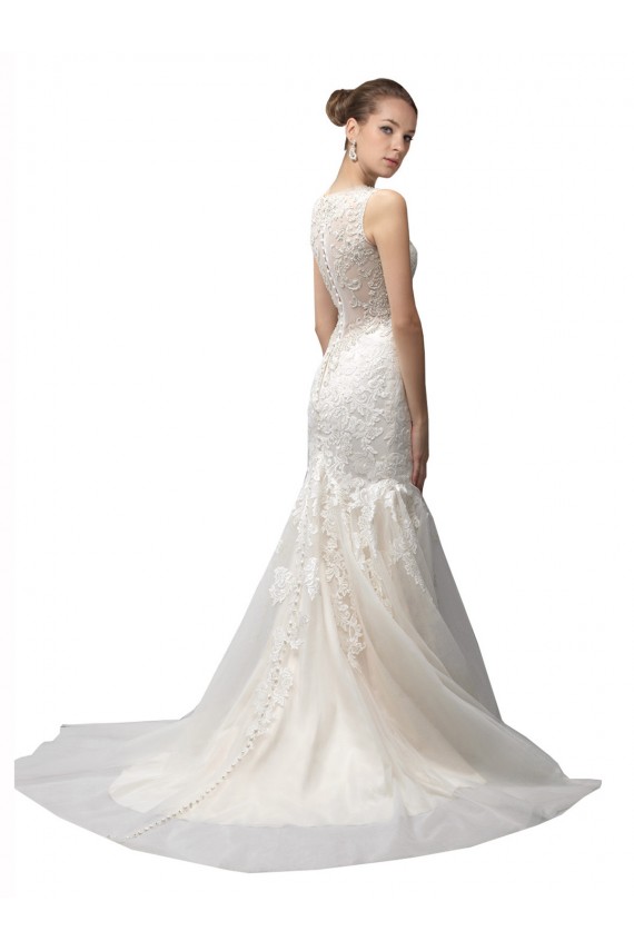 Ivoire Sirène Illusion Balayage train Tulle Dentelle Robes de mariée Grossiste
