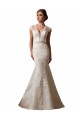 Ivoire Sirène Illusion Col V Tulle Dentelle Robes de mariée Grossiste