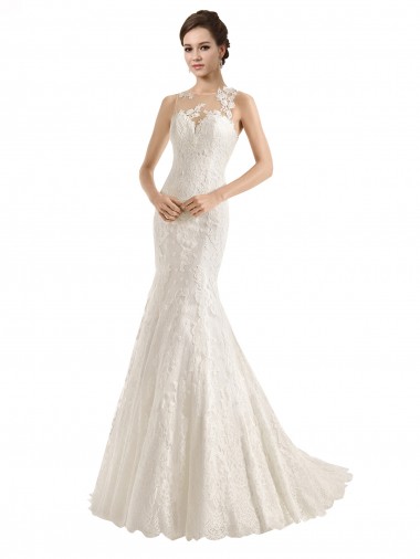 Ivoire Sirène Illusion Dentelle Robes de mariée Grossiste