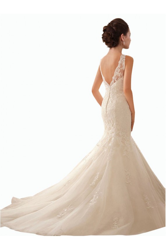 Ivoire Sirène Illusion Tulle Dentelle Robes de mariée Grossiste