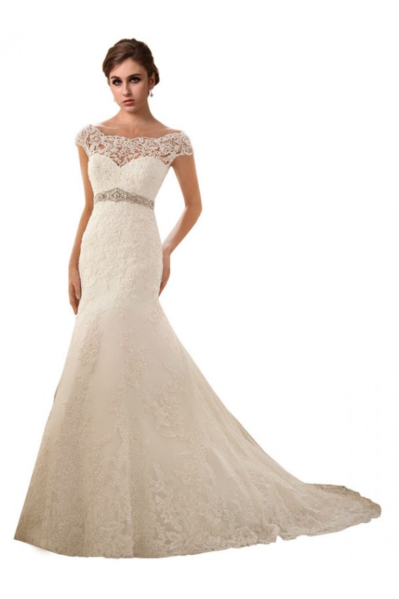 Ivoire Sirène Illusion Tulle Dentelle Robes de mariée Grossiste