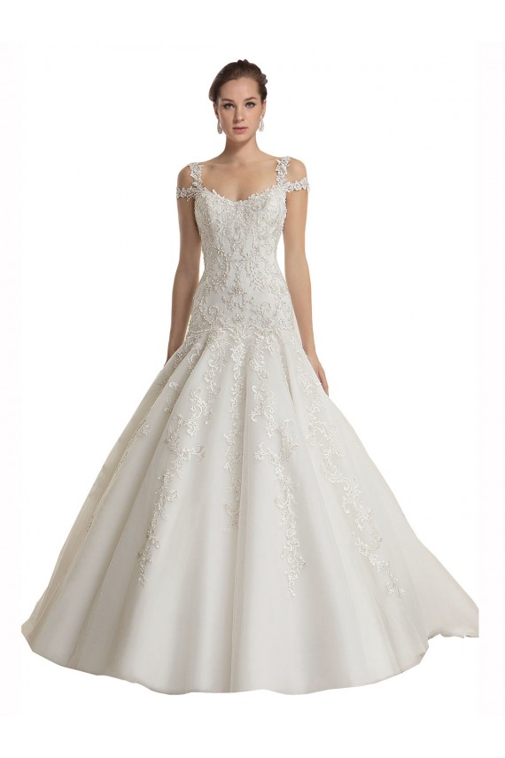 Ivoire Sirène Épaule Dénudée Balayage train Tulle Dentelle Robes de mariée Grossiste
