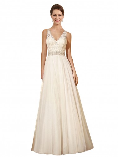 Ivoire Trapèze Col V Tulle Robes de mariée Grossiste